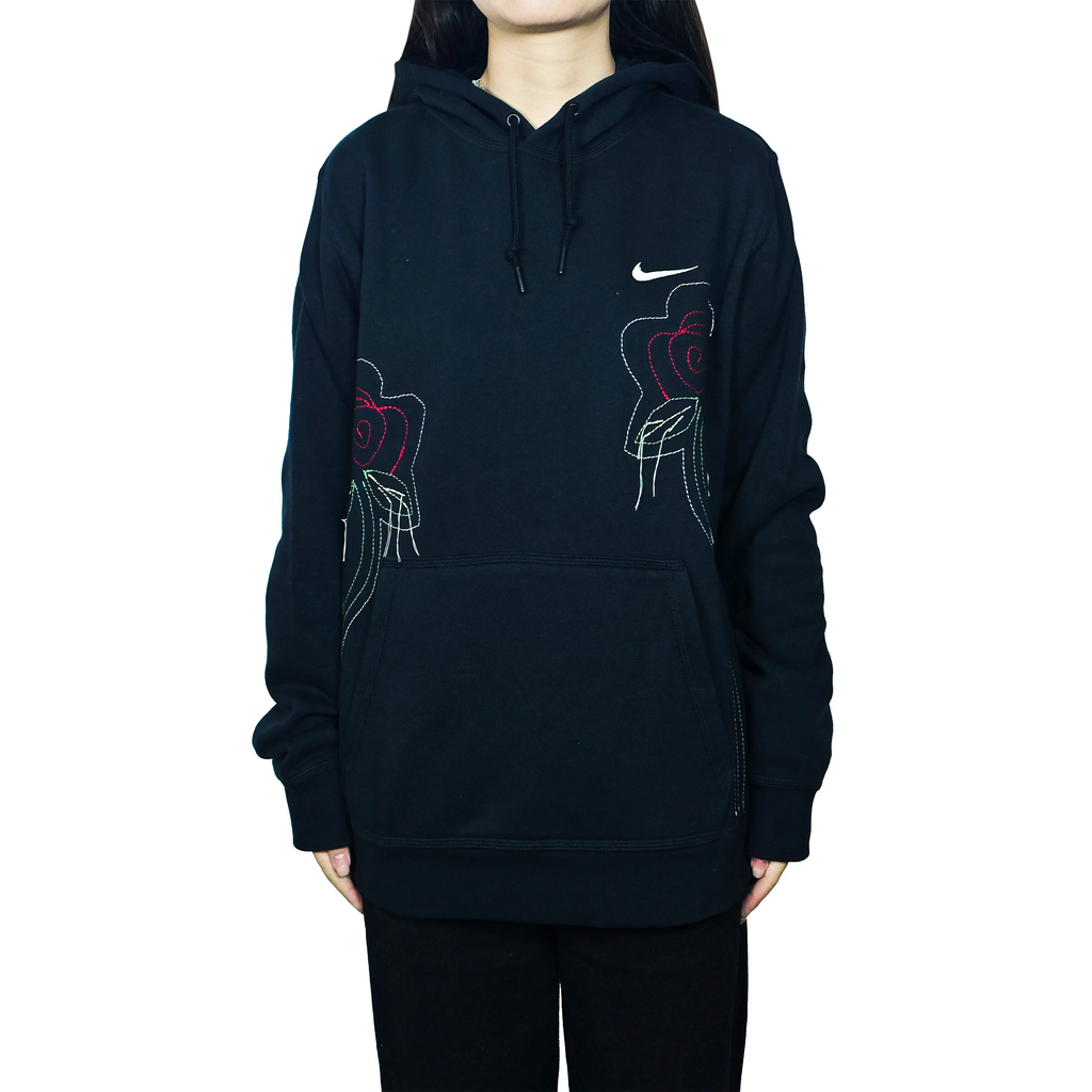 Custom Embroidery Nike Sweatshirt Black Rose Pattern-oicustom