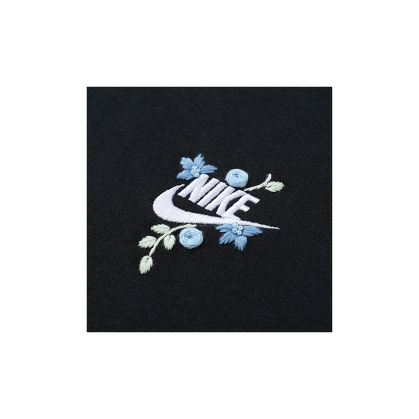 Custom Embroidery Nike Sweatshirt Black with Blue Floral Pattern-oicustom
