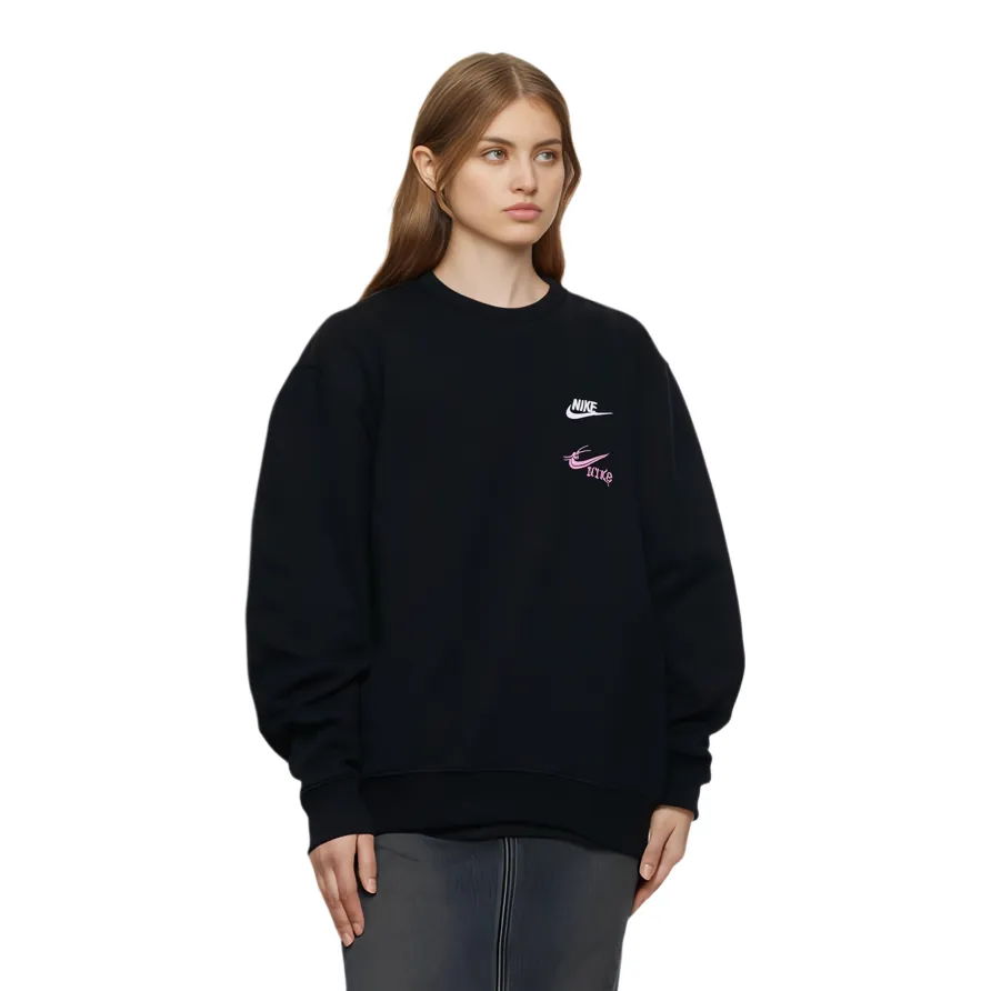 Custom Embroidery Nike Sweatshirt Black with Pink Logo Patterns-oicustom