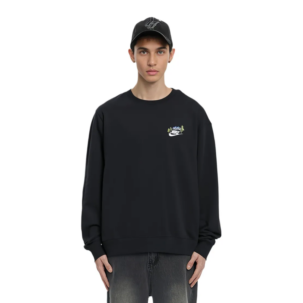Custom Embroidery Nike Sweatshirt Mountain Tree Black-oicustom