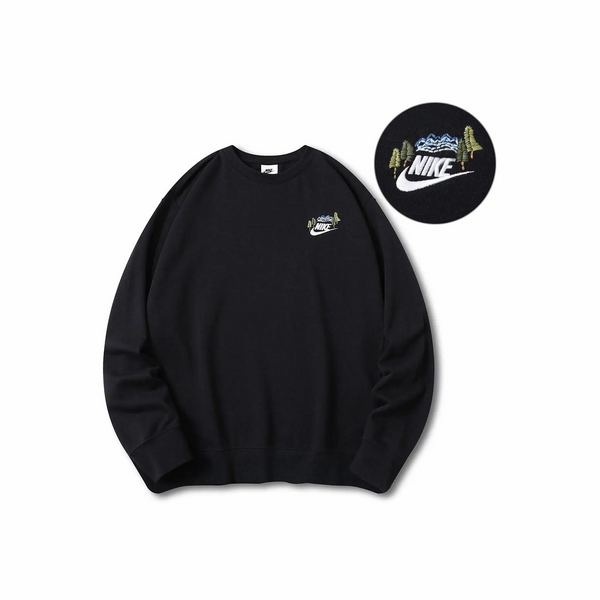 Custom Embroidery Nike Sweatshirt Mountain Tree Black-oicustom