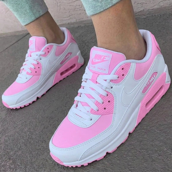 Custom Nike Air Max 90 Shoes Baby Pink White-oicustom