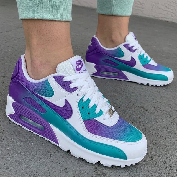 Custom Nike Air Max 90 Shoes Purple Teal Gradient-oicustom