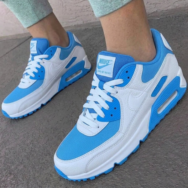 Custom Nike Air Max 90 Shoes White Baby Blue Mesh-oicustom