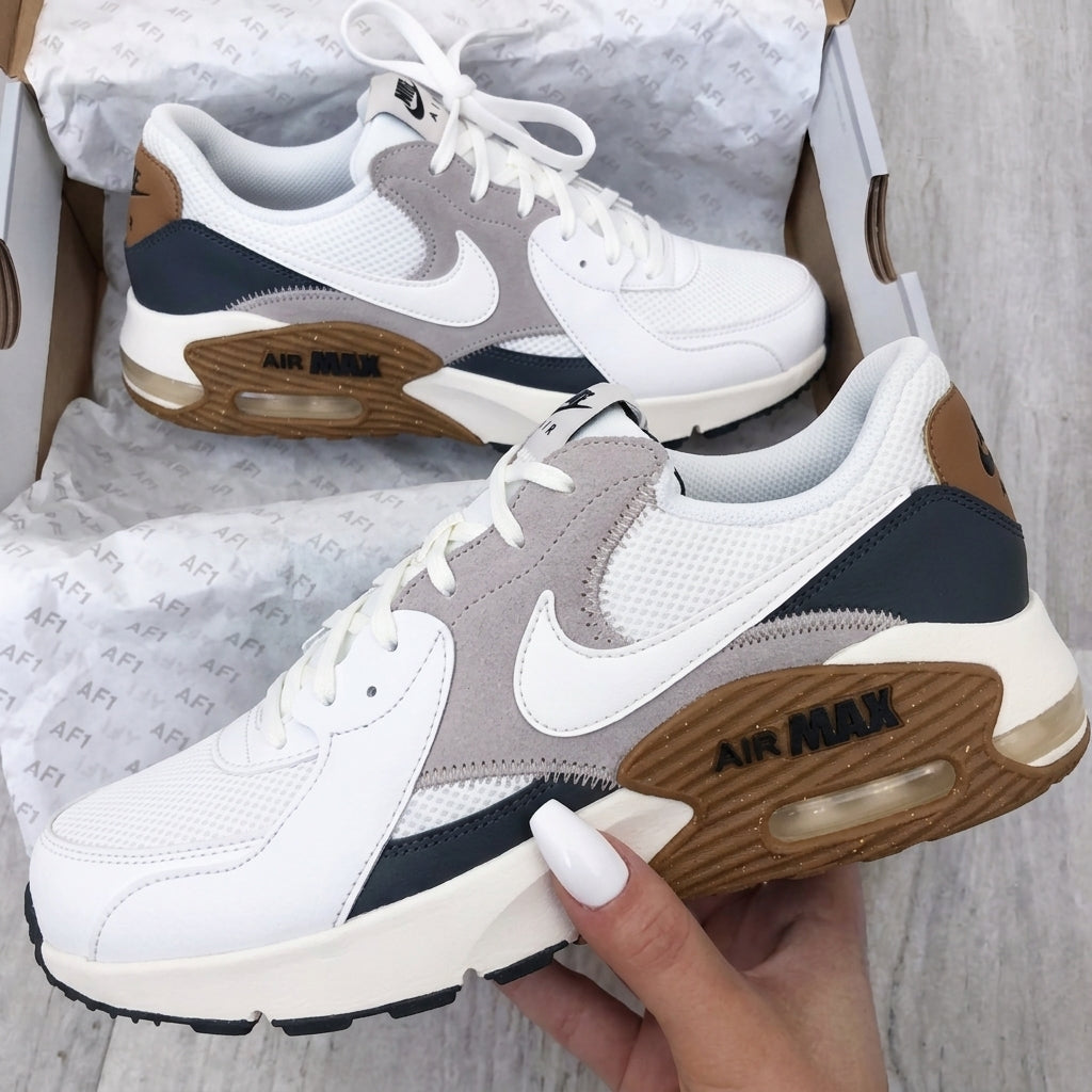 Custom Nike Air Max Shoes Light Gray Navy Tan Suede Accents-oicustom