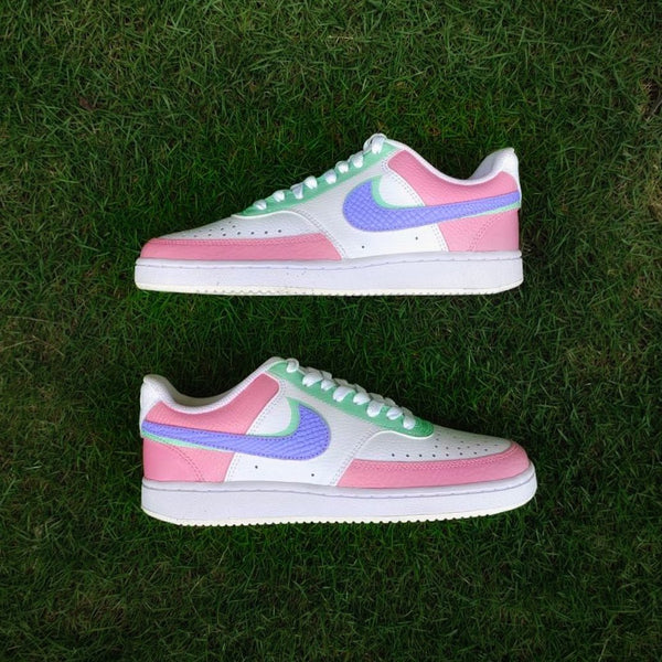 Custom Nike Court Vision Baby Pink With Purple Snake Skin Swoosh-oicustom