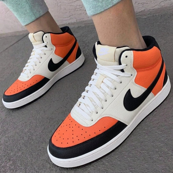 Custom Nike Court Vision Shoes Orange Black-oicustom