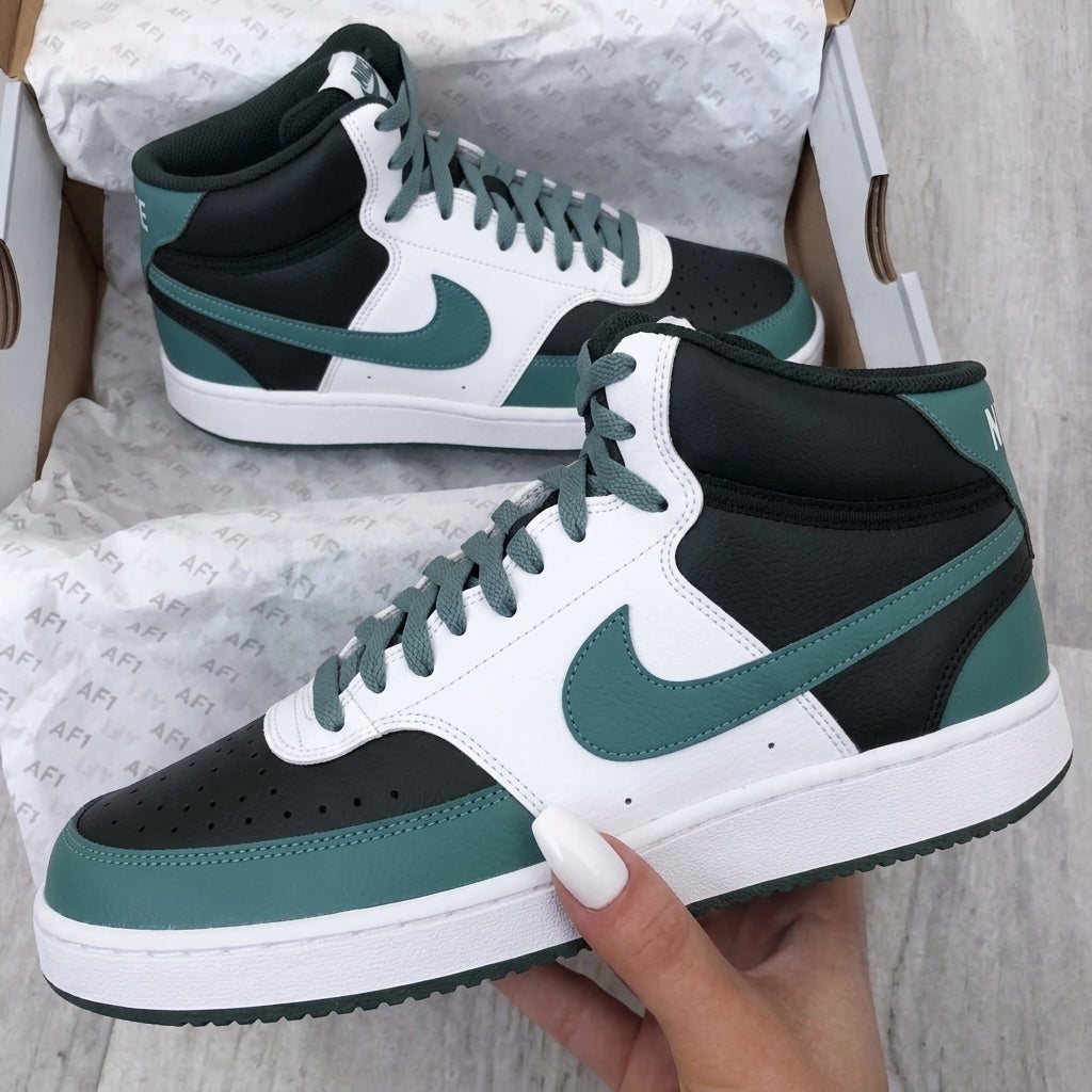 Custom Nike Court Vision Shoes Teal Black-oicustom