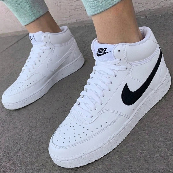 Custom Nike Court Vision Shoes White Black Mid-oicustom