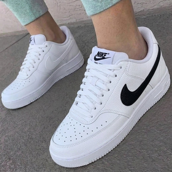 Custom Nike Court Vision Shoes White Black Swoosh-oicustom