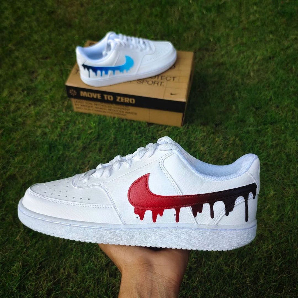Custom Nike Court Vision White Drip Pattern-oicustom