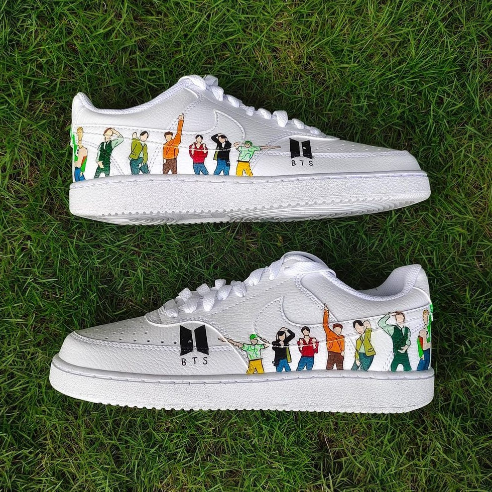 Custom Nike Court Vision White Multicolor BTS Theme-oicustom
