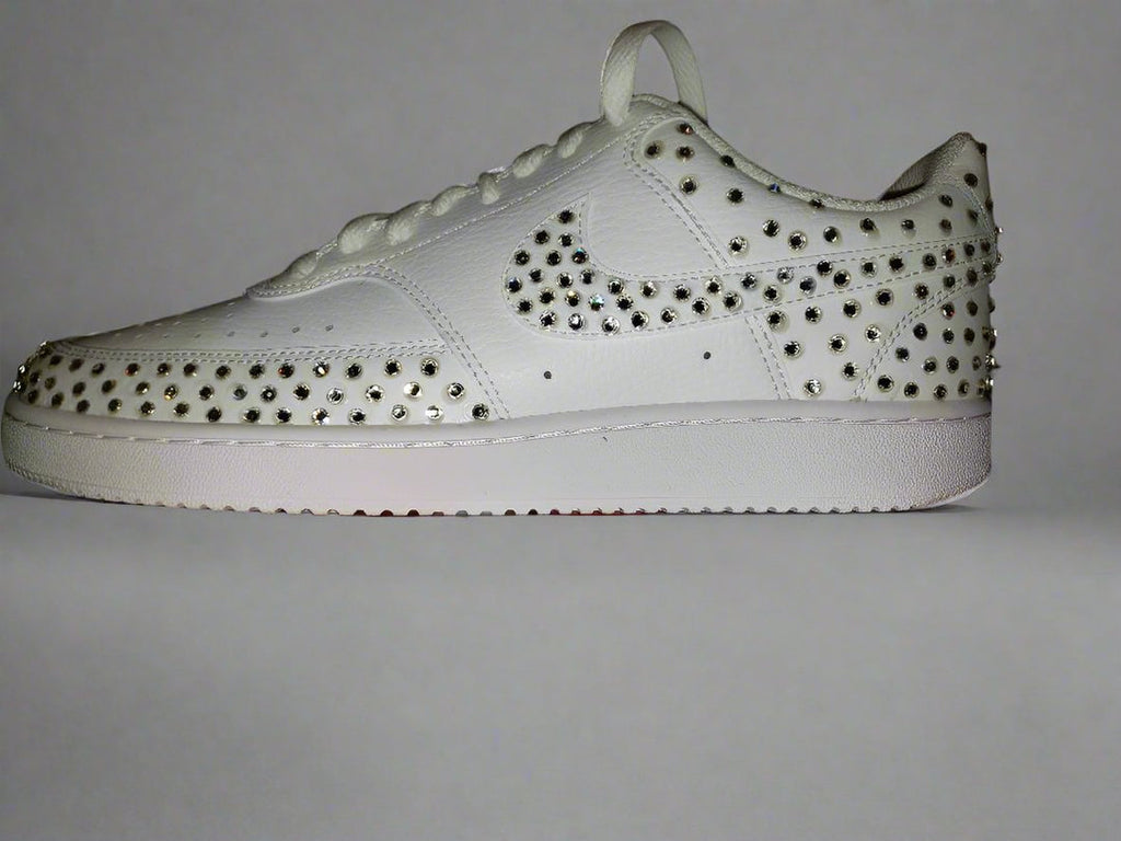 Custom Nike Court Vision White Studded Rhinestones-oicustom