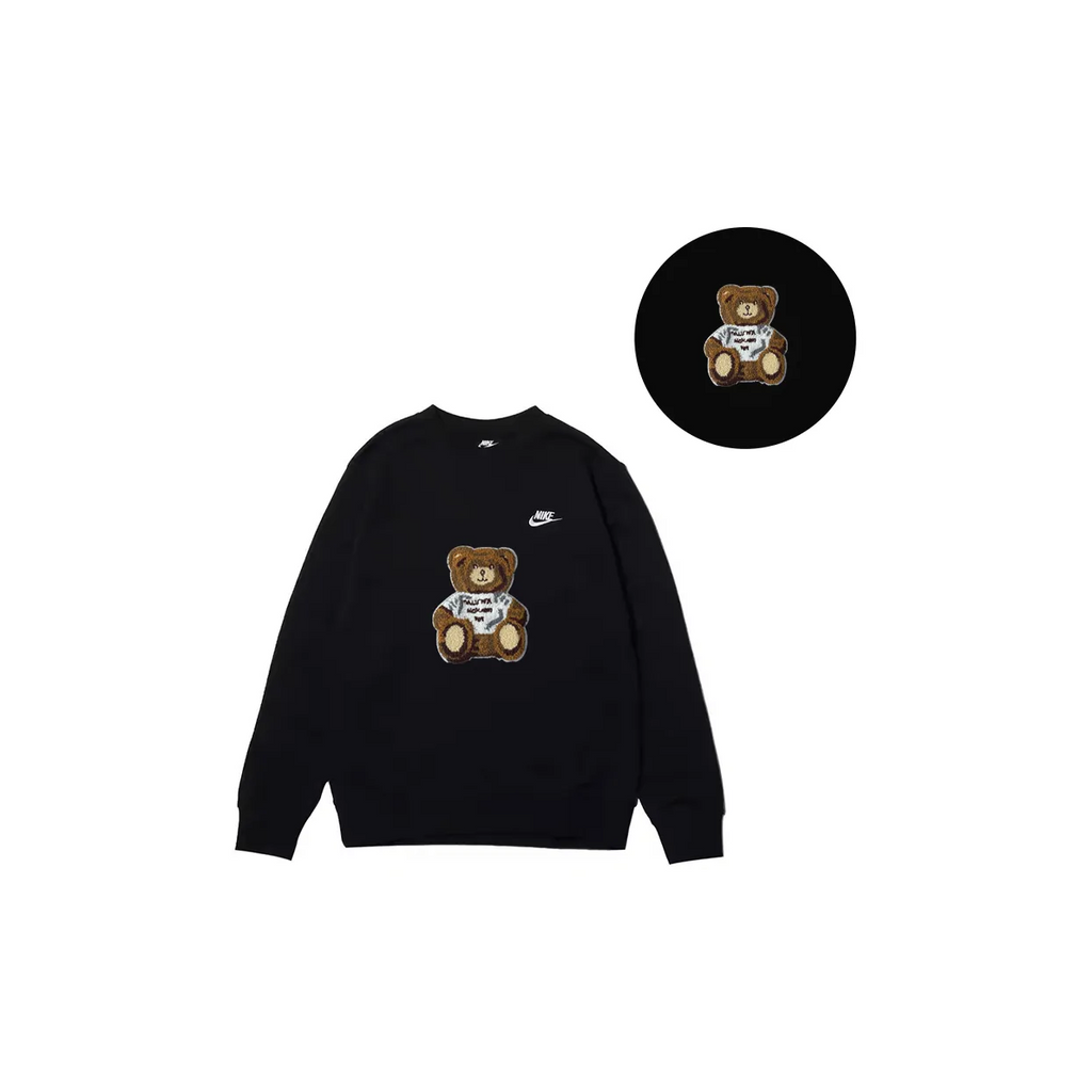 Custom Nike Sweatshirt Black Brown Teddy Bear-oicustom