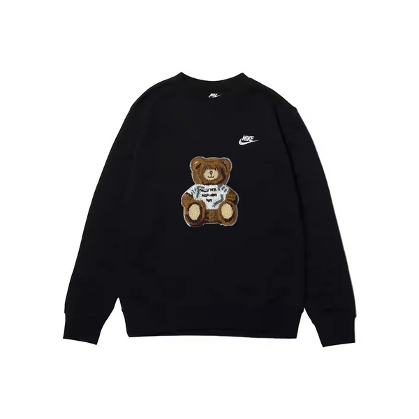 Custom Nike Sweatshirt Black Brown Teddy Bear-oicustom