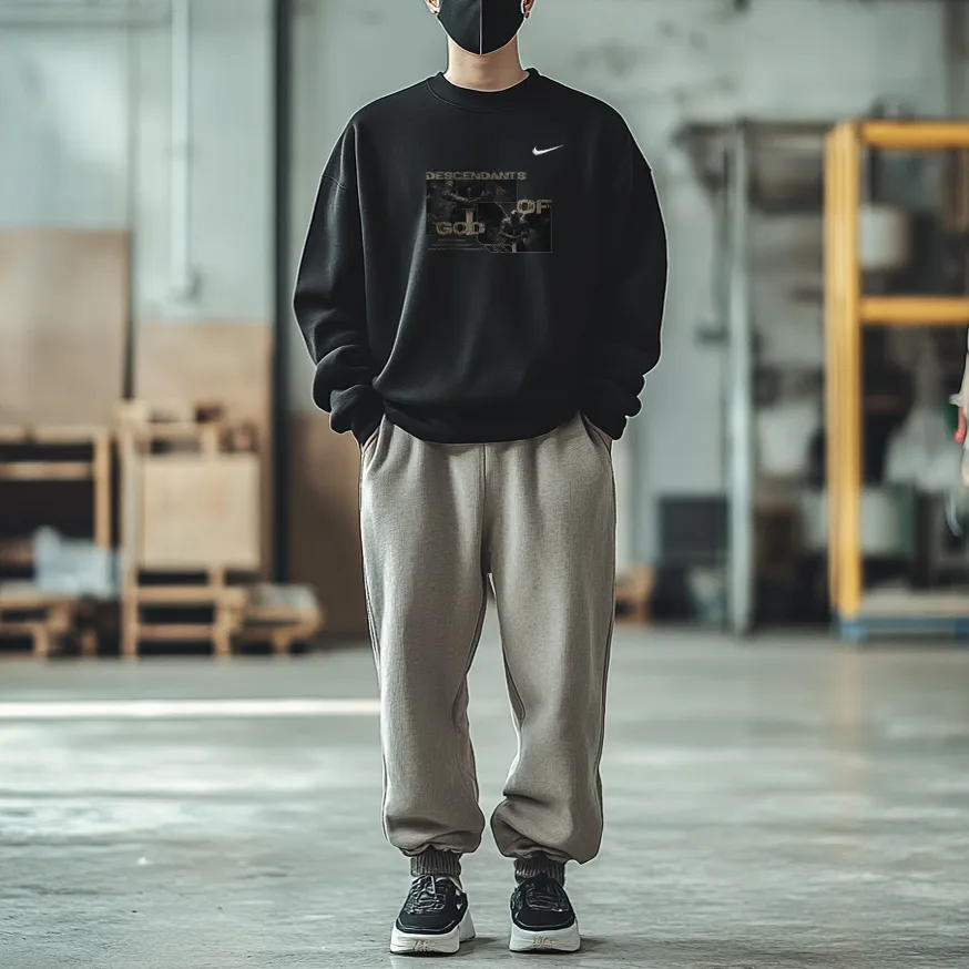 Custom Nike Sweatshirt Black Descendants of God Pattern-oicustom