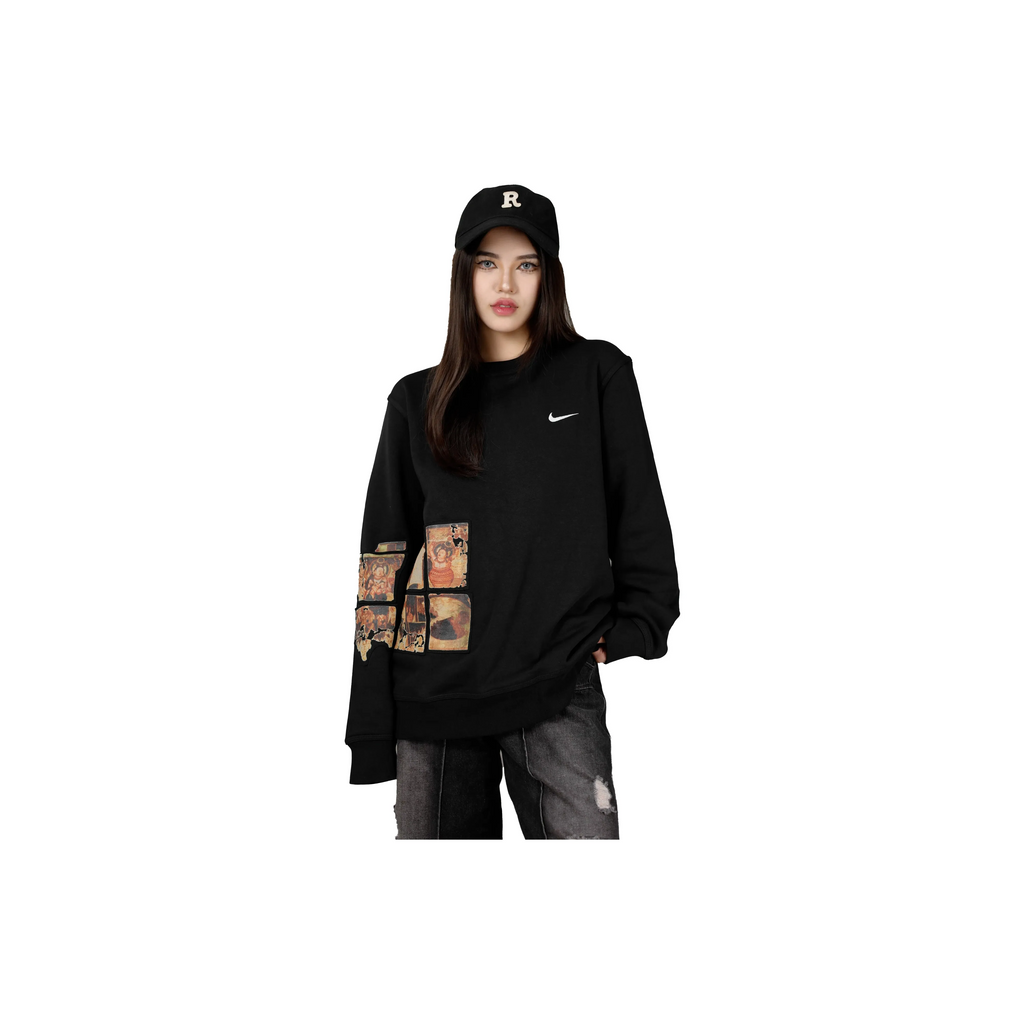 Custom Nike Sweatshirt Black Golden Pattern-oicustom