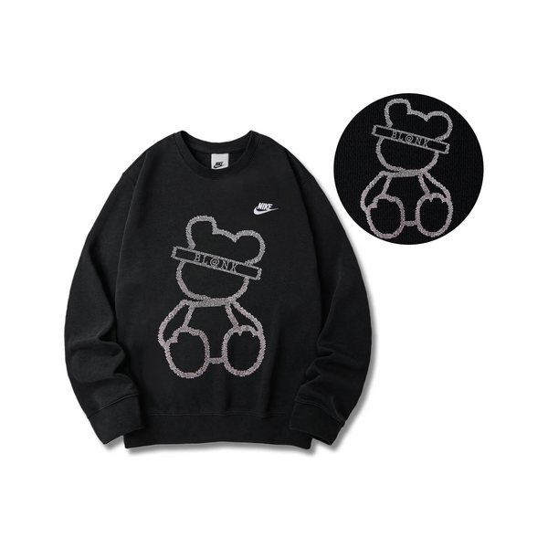 Custom Nike Sweatshirt Black Sliver Bear-oicustom