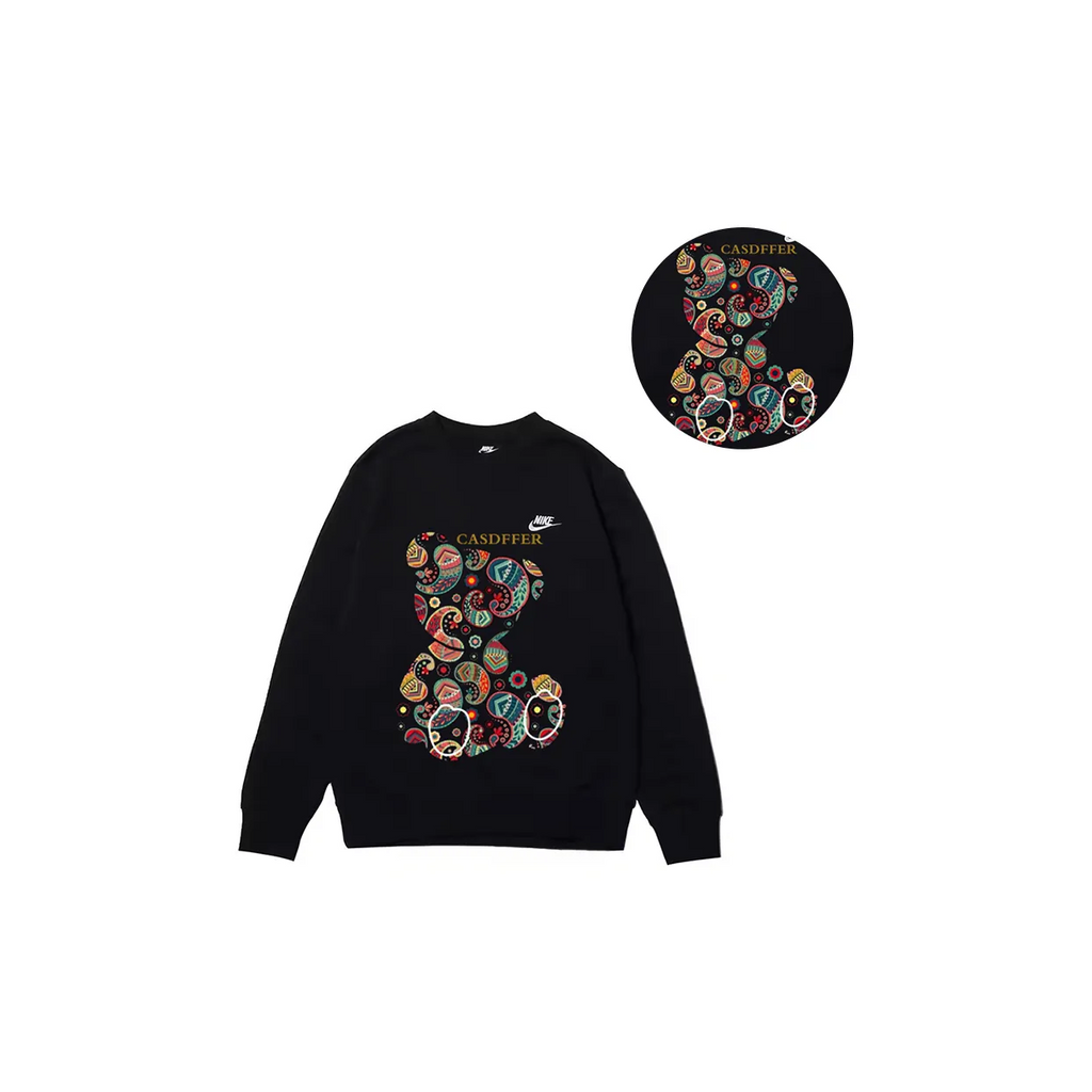 Custom Nike Sweatshirt Black with Colorful Paisley Bear-oicustom