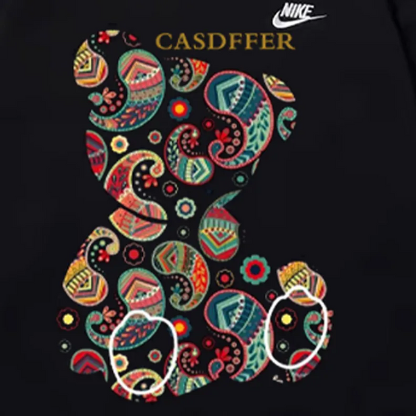 Custom Nike Sweatshirt Black with Colorful Paisley Bear-oicustom