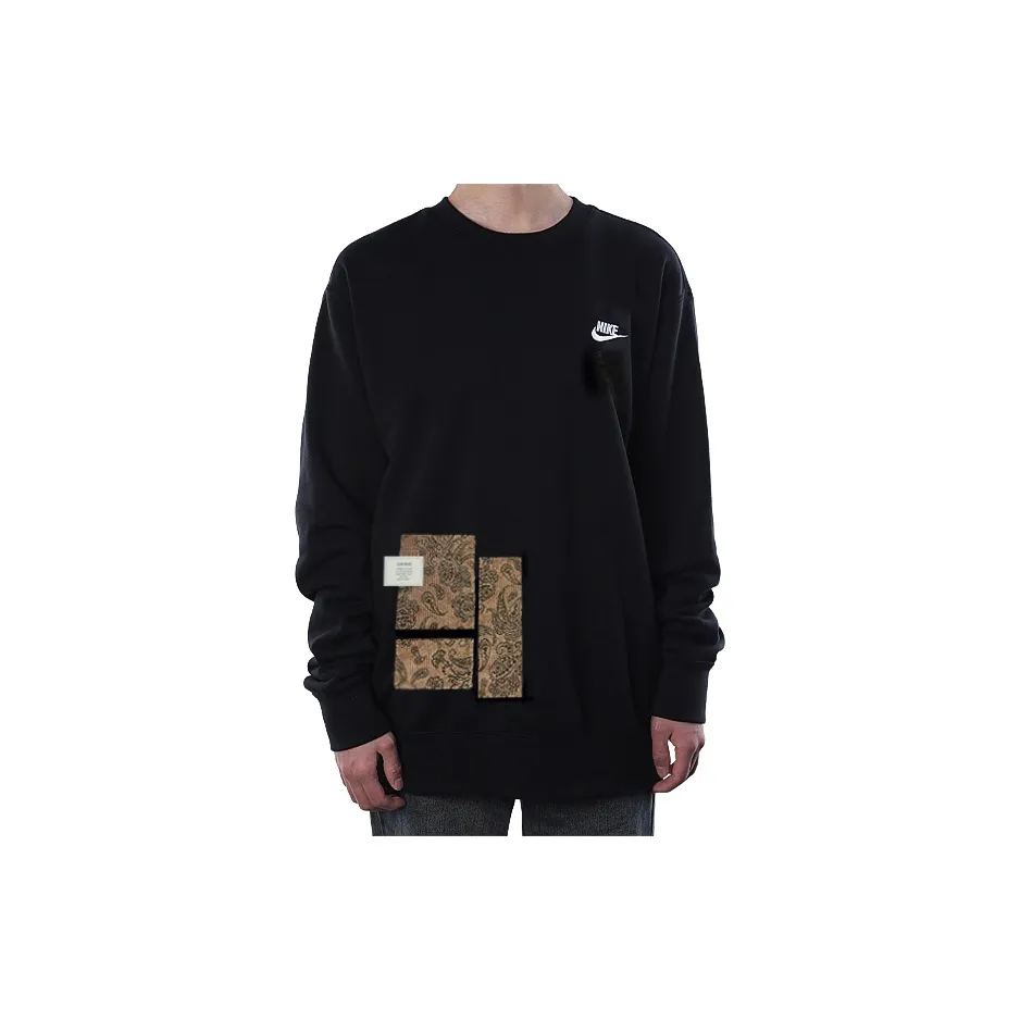 Custom Nike Sweatshirt Black with Paisley Pattern Patches-oicustom