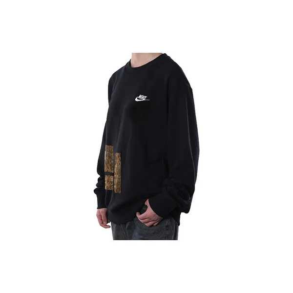 Custom Nike Sweatshirt Black with Paisley Pattern Patches-oicustom