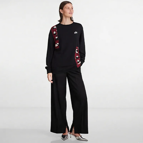 Custom Nike Sweatshirt Black with Panda Pattern-oicustom