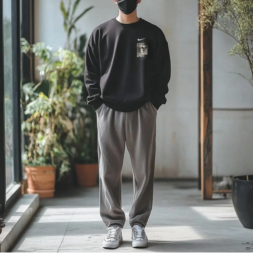 Custom Nike Sweatshirt Black with Stamped Pattern-oicustom