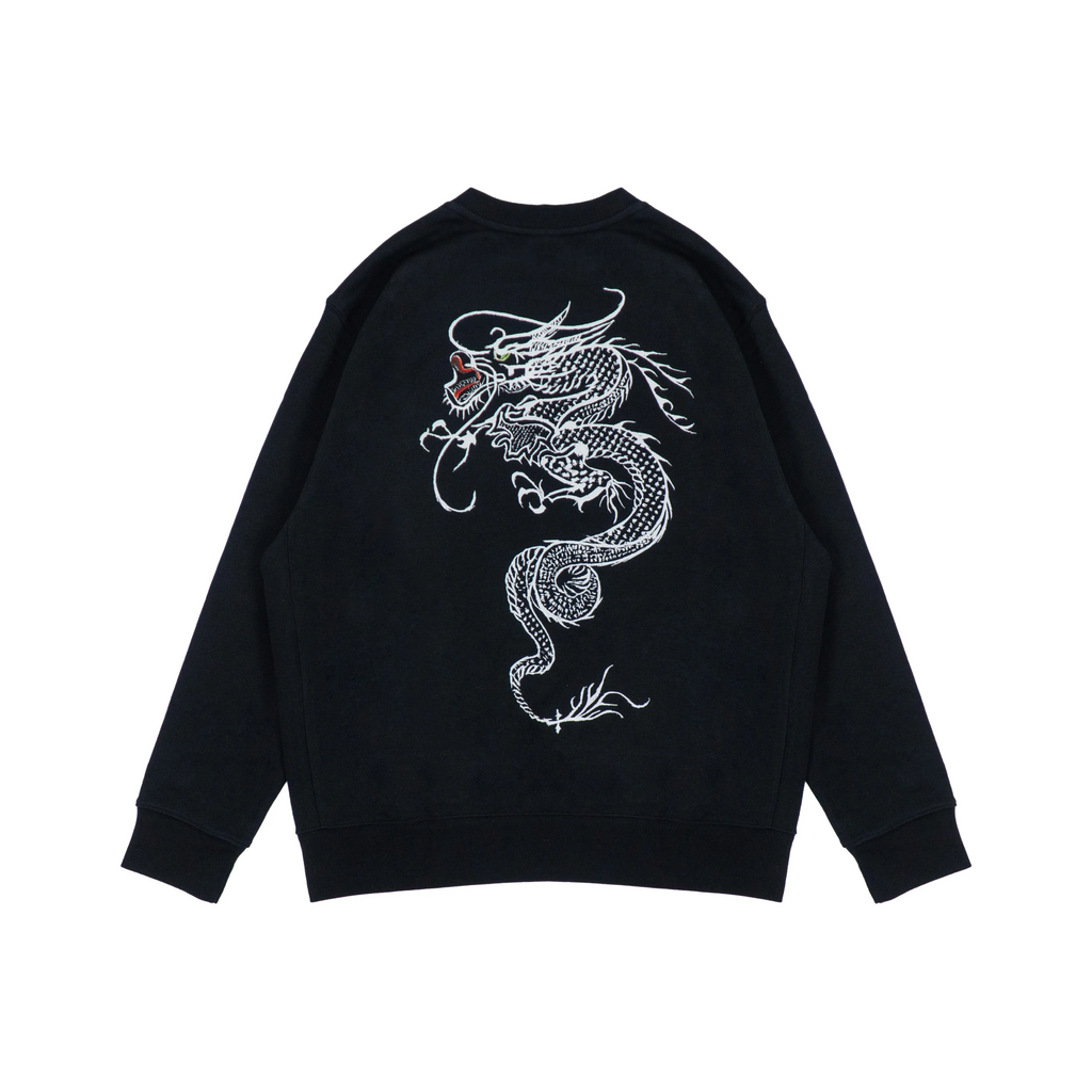 Custom Nike Sweatshirt Black with White Dragon-oicustom