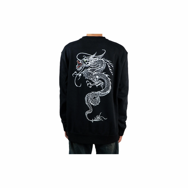 Custom Nike Sweatshirt Black with White Dragon-oicustom