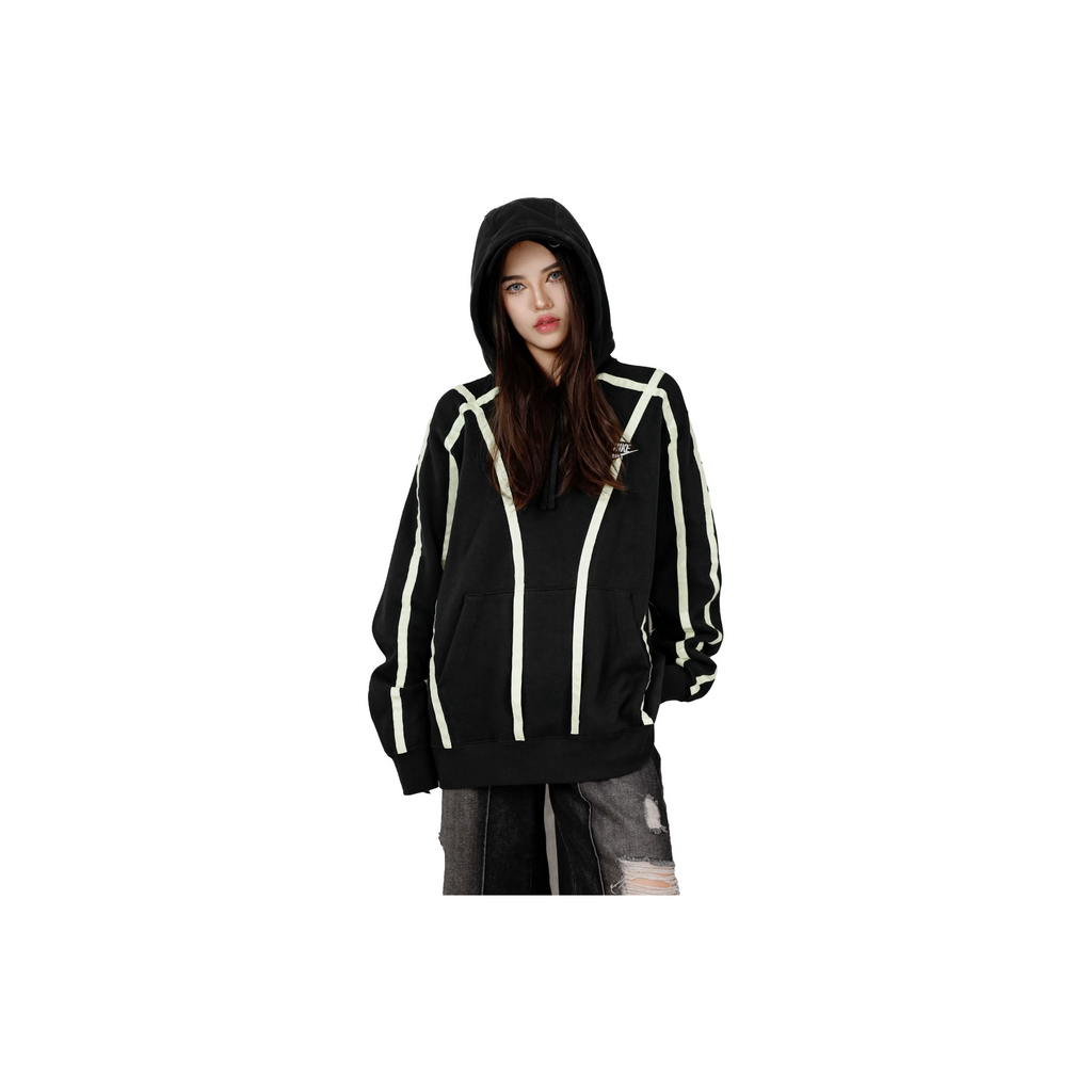 Custom Nike Sweatshirt Black with White Stripes-oicustom