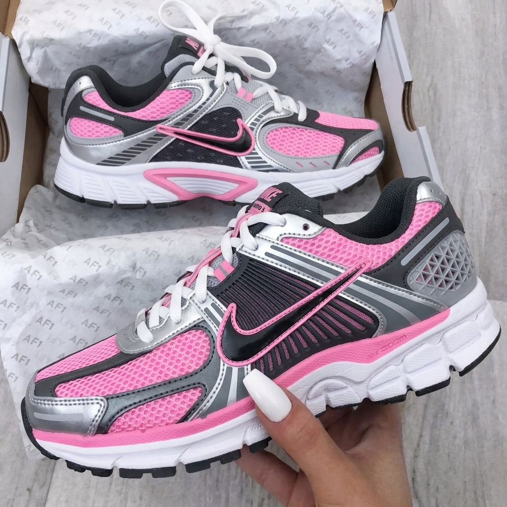 Custom Nike V5 RNR Shoes Baby Pink Silver Black Mesh-oicustom