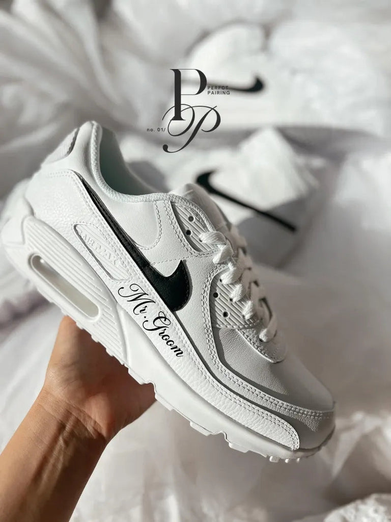 Custom Nike White Black Monogrammed And Date Style-oicustom