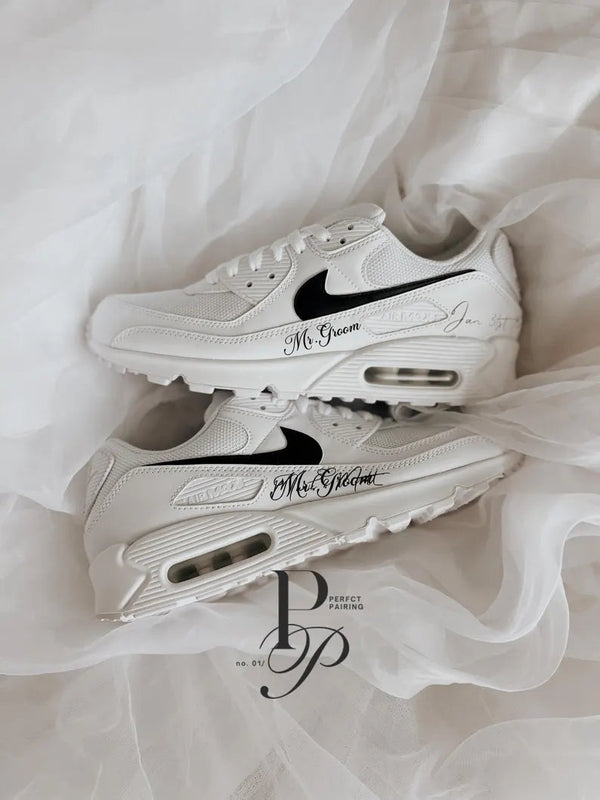 Custom Nike White Black Monogrammed And Date Style-oicustom