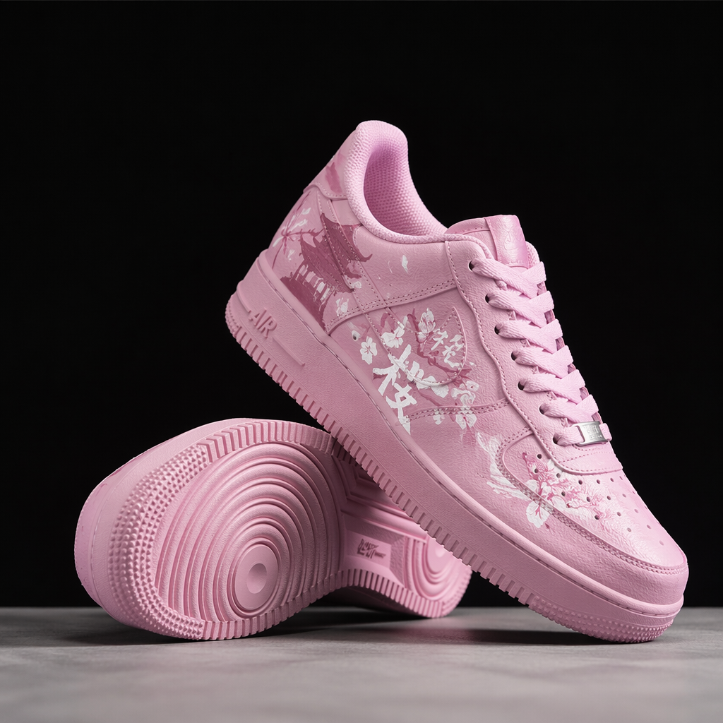 Hand Painted Pink Custom Air Force 1 Sneakers-oicustom