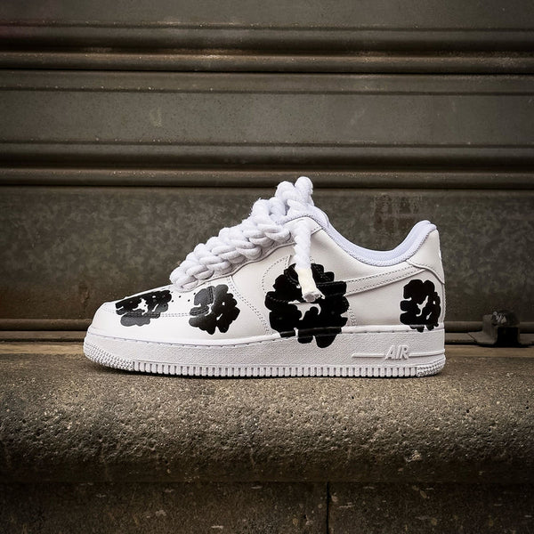 Hand Painted Black Floral Custom Air Force 1 Sneakers-oicustom