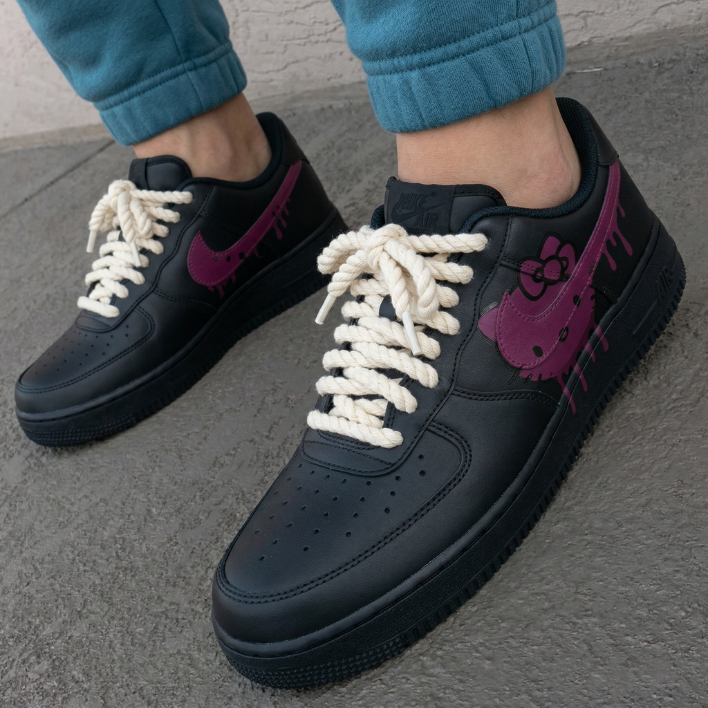 Custom AF 1s Shoes Purple Hello Kitty Drip-oicustom