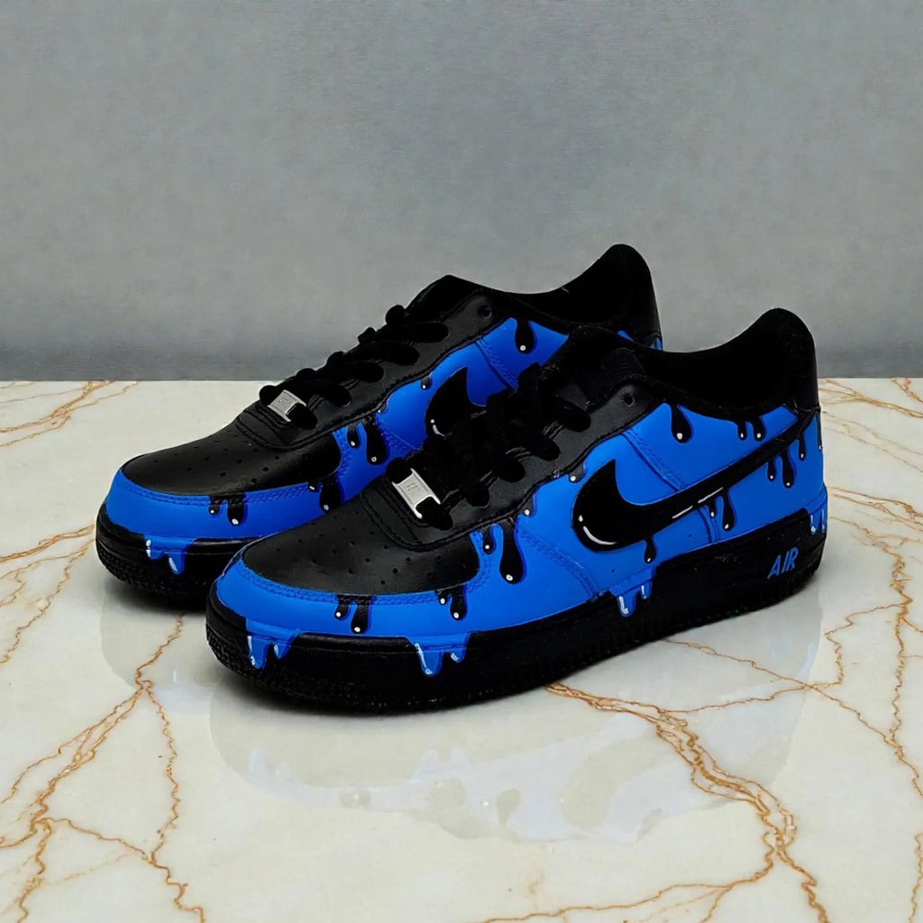 Blue Black Drip Custom Air Force 1 Sneakers-oicustom