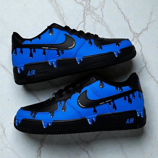 Blue Black Drip Custom Air Force 1 Sneakers-oicustom