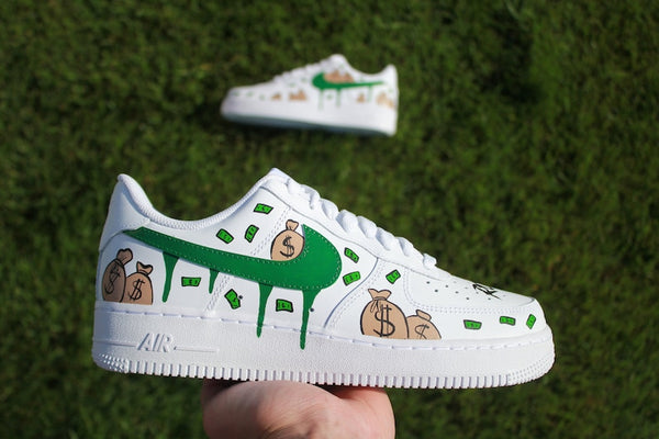 Hand Painted Money Bag Custom Air Force 1 Sneakers-oicustom