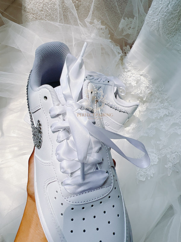 Custom AF 1s White Wedding Shoes-oicustom