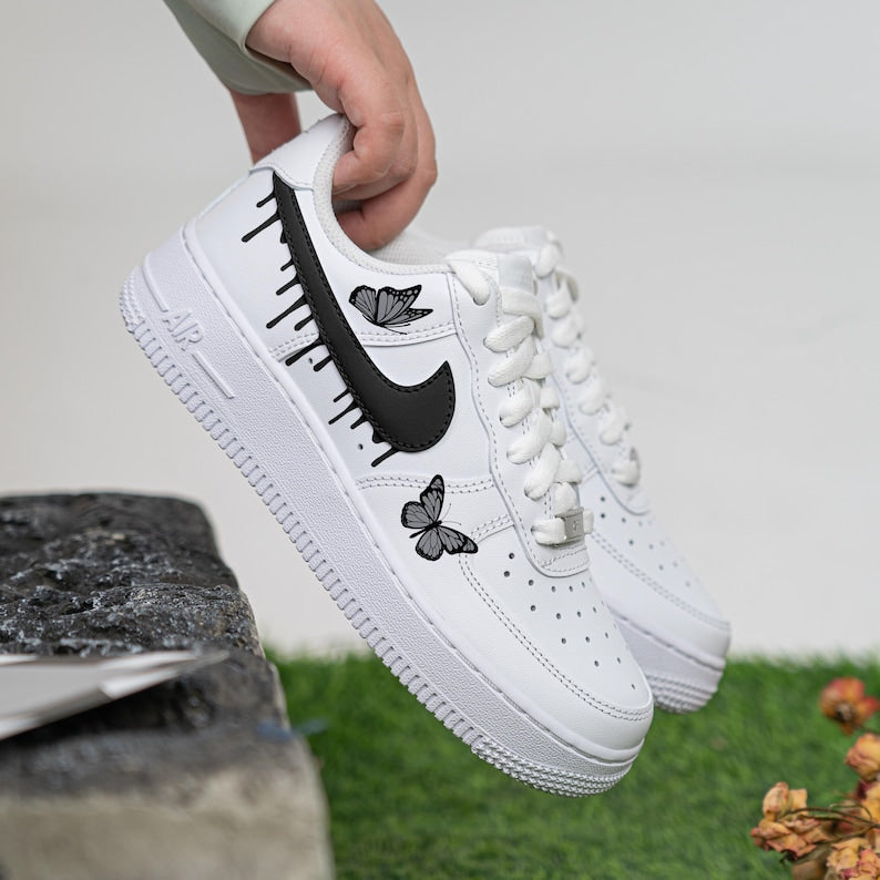 Custom Air Force 1 Shoes Black Butterfly-oicustom