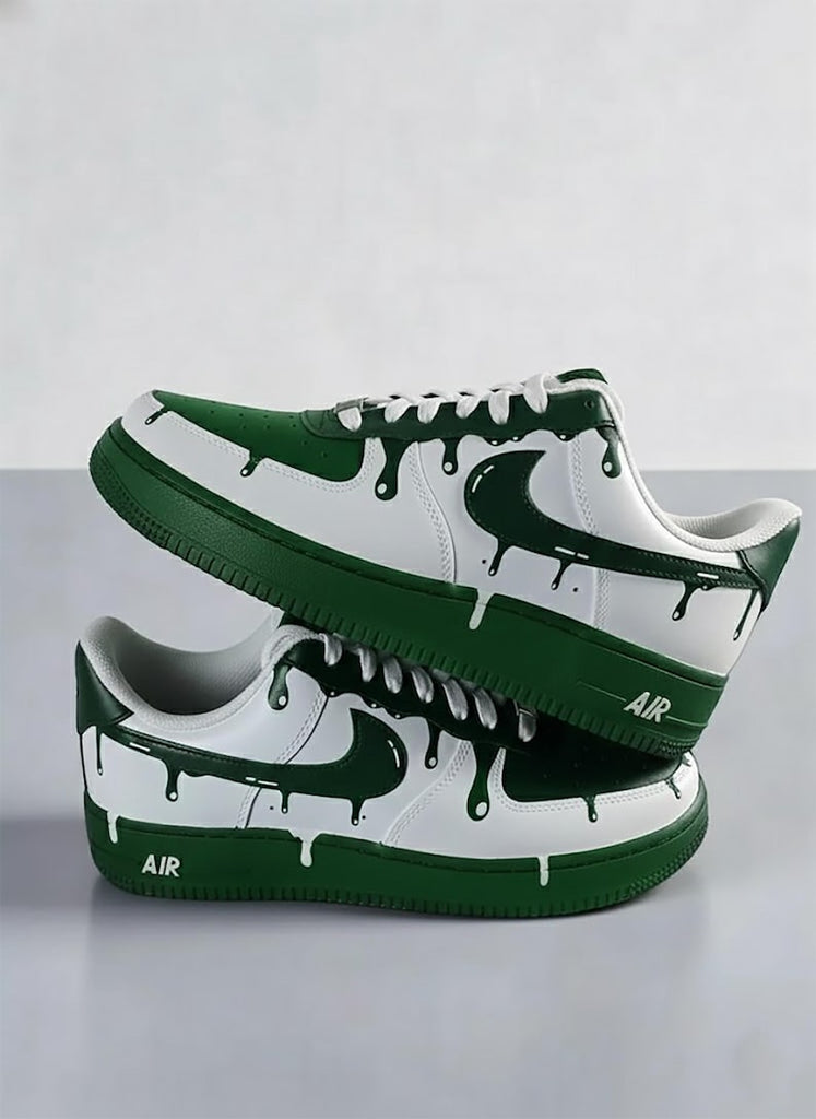 Custom AF 1s Shoes Green Drip