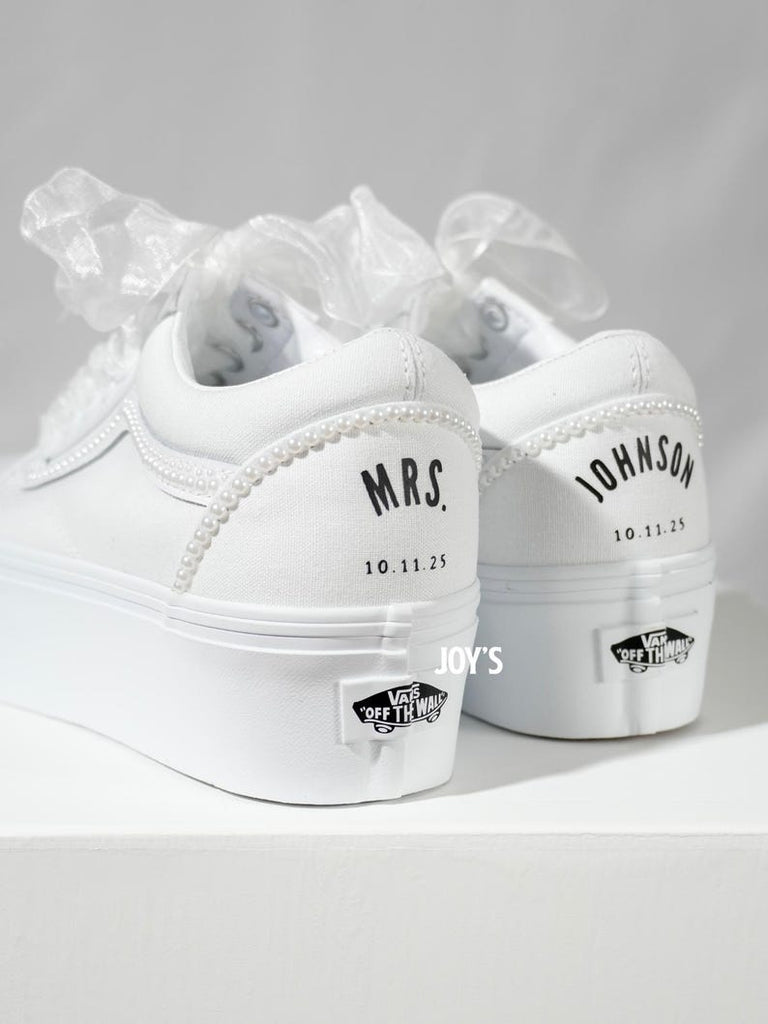 Custom Vans Black White Wedding Shoes