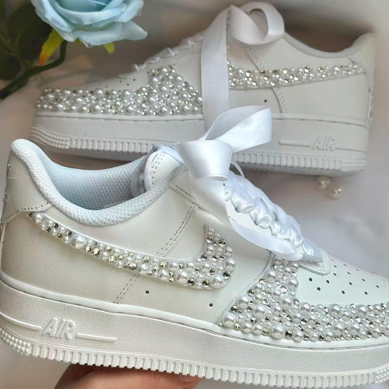 Custom AF 1s Black White Wedding Shoes