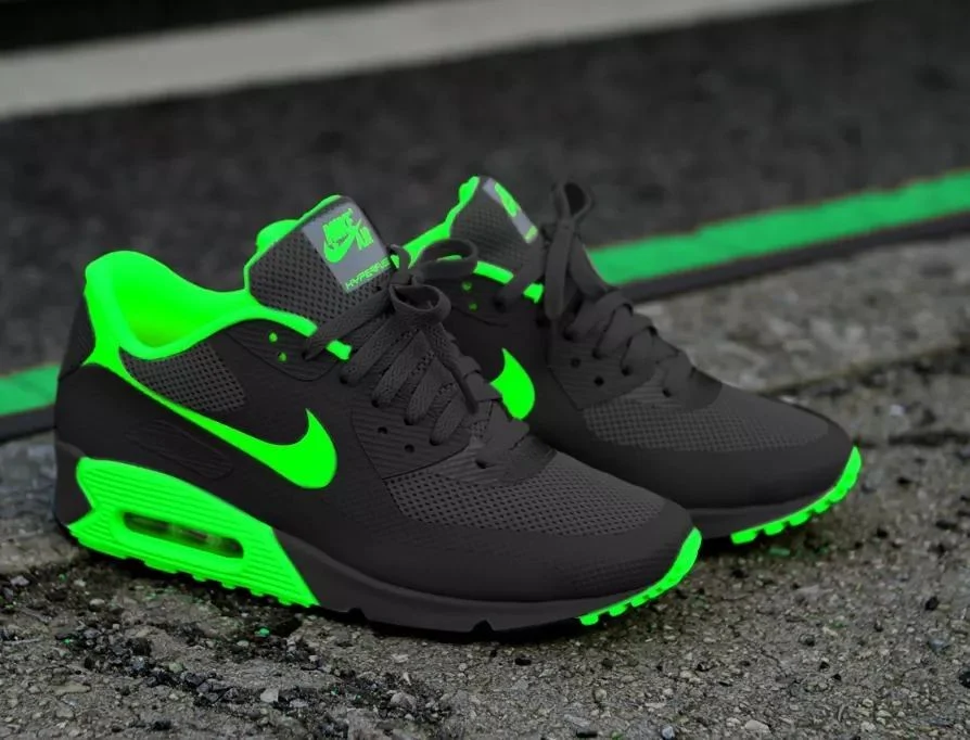 Custom Neon Green Black Air Max 90 Sneakers