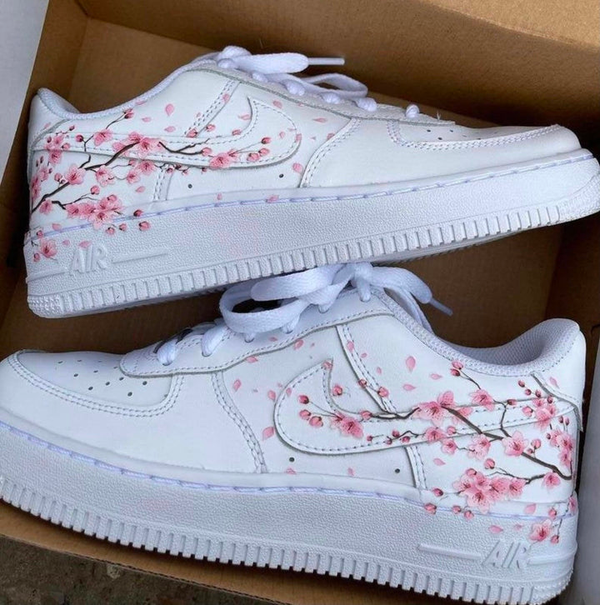 Hand Painted Cherry Blossom Custom Air Force 1 Sneakers-oicustom