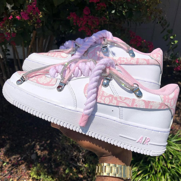 Hand Painted Pink Rhinestone Custom Air Force 1 Sneakers-oicustom