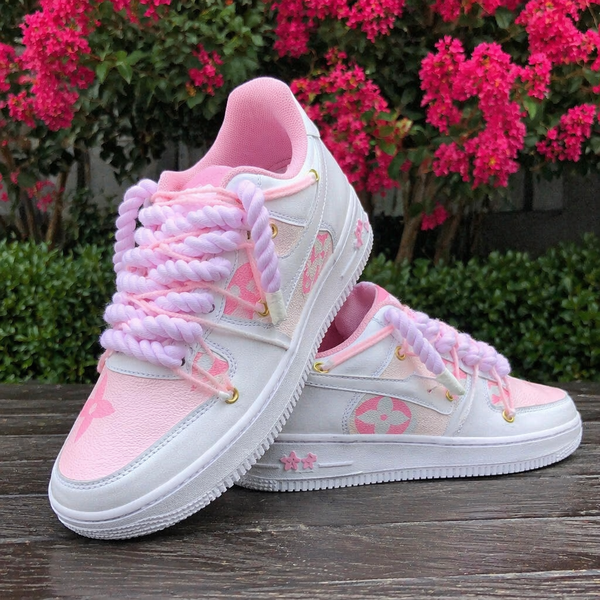 Hand Painted Pink Custom Air Force 1 Sneakers-oicustom