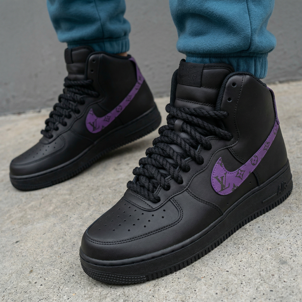 Custom AF 1s Shoes Black Purple LV-oicustom